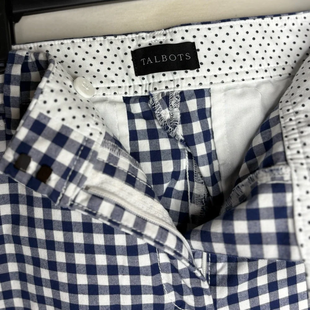 Talbots Women's Navy and White Gingham Cropped Pants - Picture 4 of 9